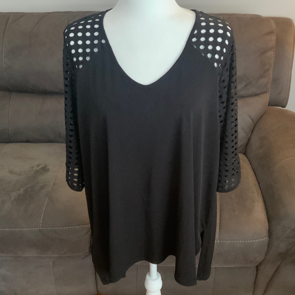 CLARA SUNWOO Black Top with Mesh Detail